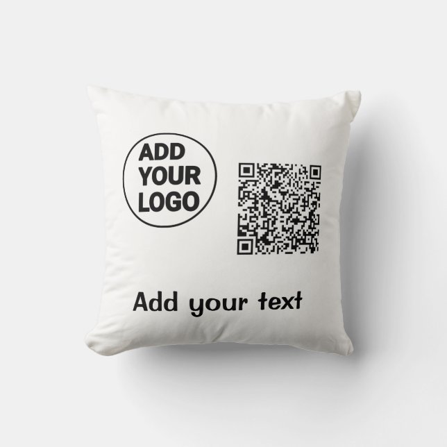 Simple minimal q r code add logo scan code name te cushion (Front)