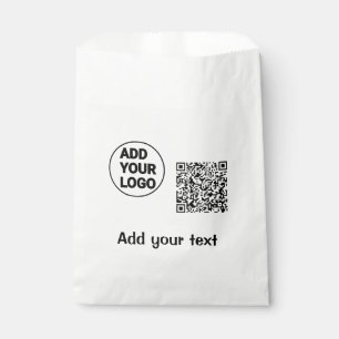 Simple minimal q r code add logo scan code name te favour bags