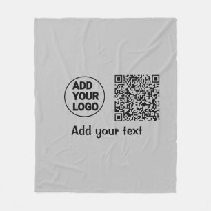 Simple minimal q r code add logo scan code name te fleece blanket