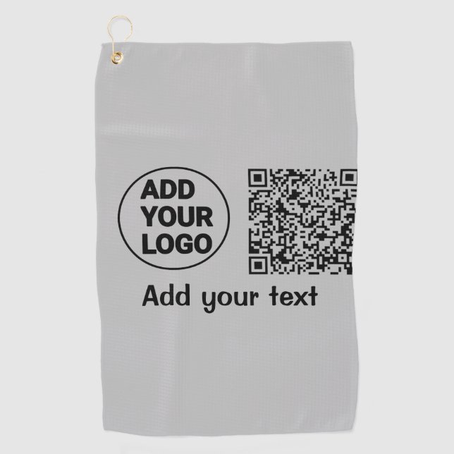 Simple minimal q r code add logo scan code name te golf towel (Front)