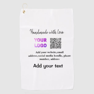 Simple minimal q r code add logo scan code name te golf towel