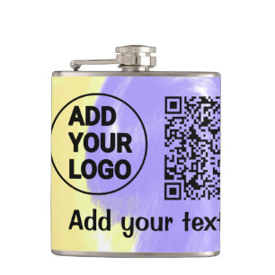 Simple minimal q r code add logo scan code name te hip flask