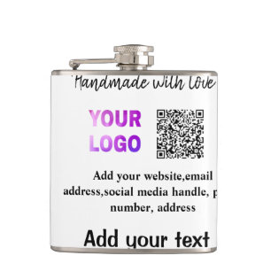 Simple minimal q r code add logo scan code name te hip flask