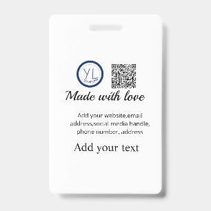 Simple minimal q r code add logo scan code name te ID badge