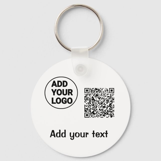 Simple minimal q r code add logo scan code name te key ring (Front)