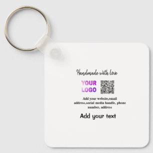 Simple minimal q r code add logo scan code name te key ring