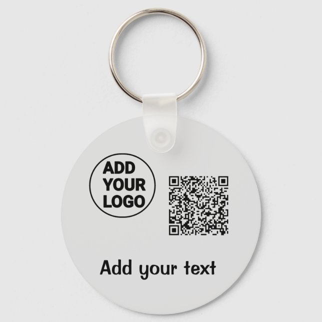 Simple minimal q r code add logo scan code name te key ring (Front)