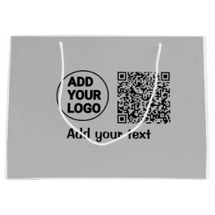 Simple minimal q r code add logo scan code name te large gift bag
