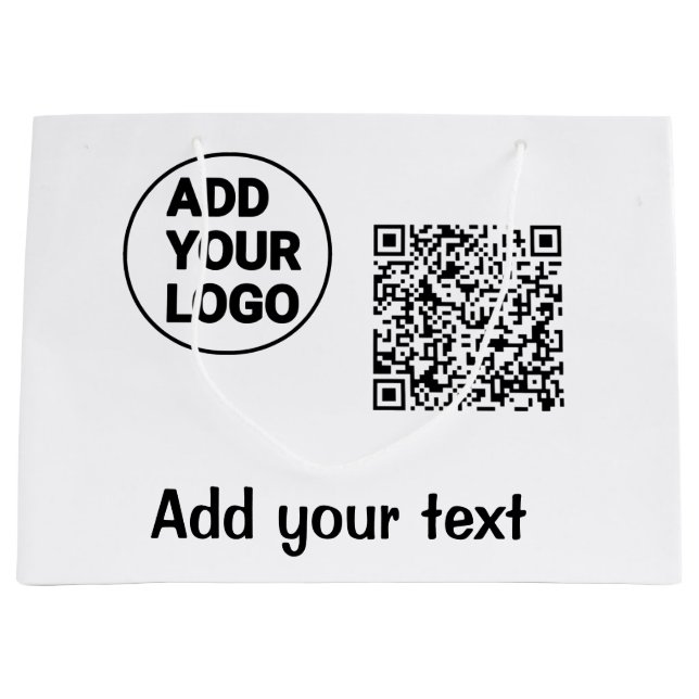 Simple minimal q r code add logo scan code name te large gift bag (Front)