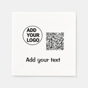 Simple minimal q r code add logo scan code name te napkin