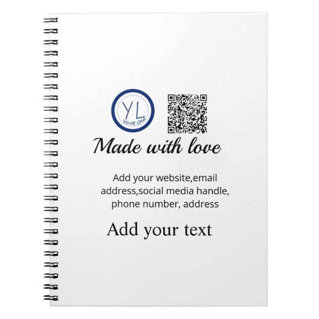 Simple minimal q r code add logo scan code name te notebook (Front)