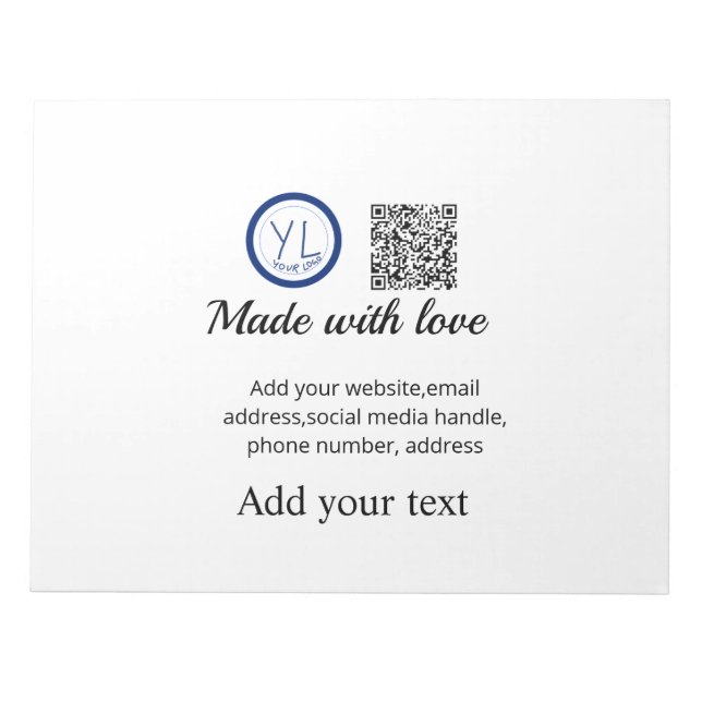 Simple minimal q r code add logo scan code name te notepad (Front)