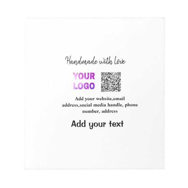 Simple minimal q r code add logo scan code name te notepad (Front)
