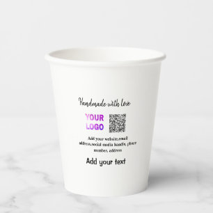Simple minimal q r code add logo scan code name te paper cups