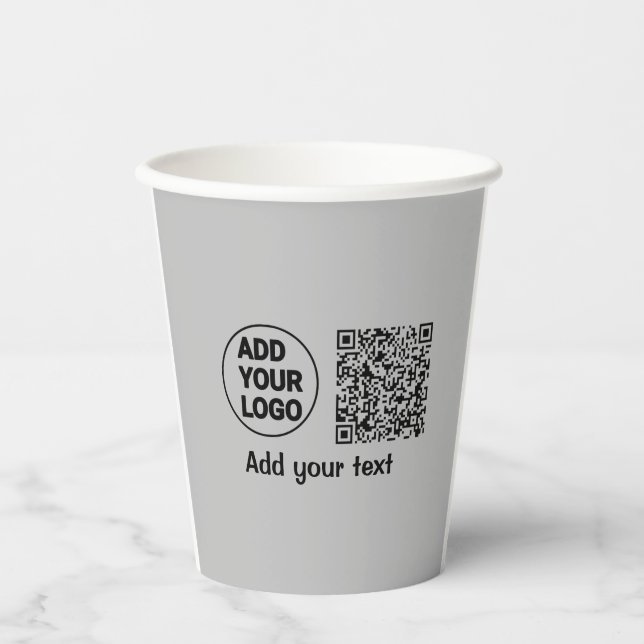 Simple minimal q r code add logo scan code name te paper cups (Front)