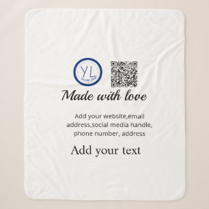 Simple minimal q r code add logo scan code name te sherpa blanket