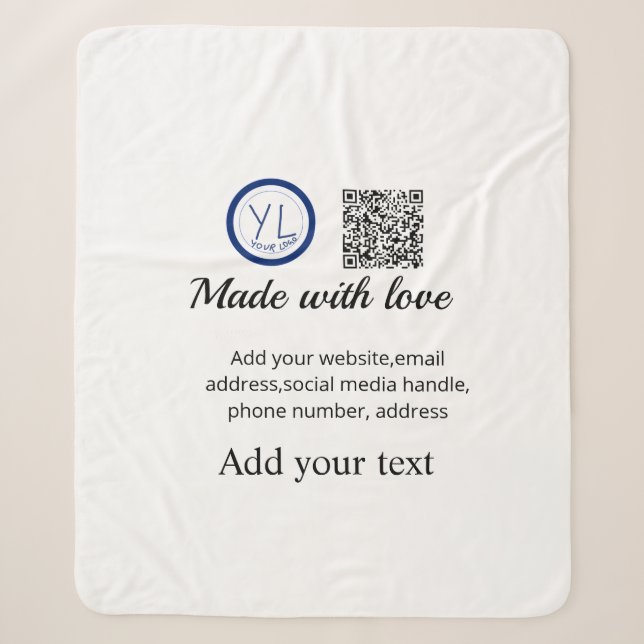 Simple minimal q r code add logo scan code name te sherpa blanket (Front)