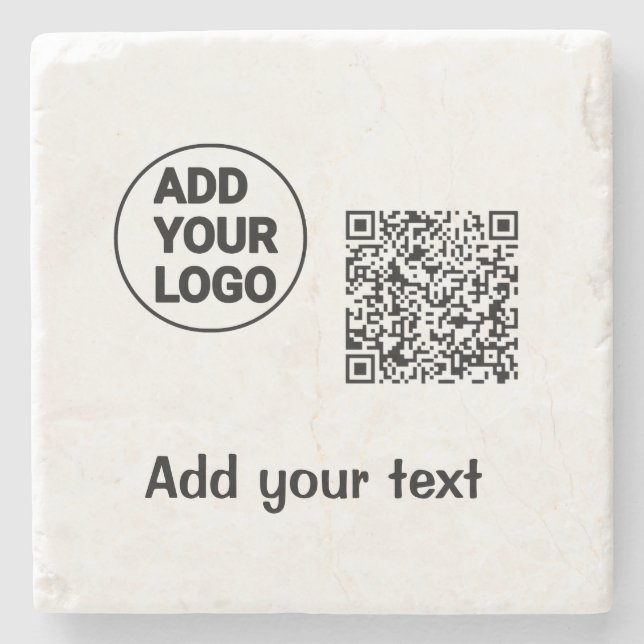 Simple minimal q r code add logo scan code name te stone coaster (Front)