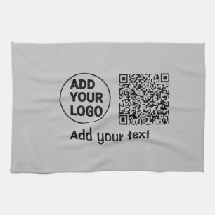 Simple minimal q r code add logo scan code name te tea towel