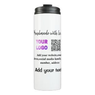 Simple minimal q r code add logo scan code name te thermal tumbler