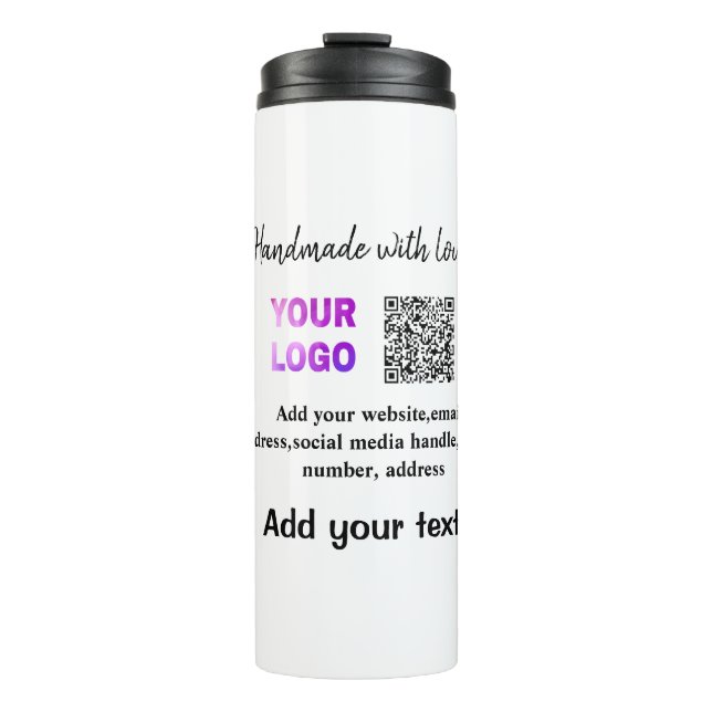 Simple minimal q r code add logo scan code name te thermal tumbler (Front)