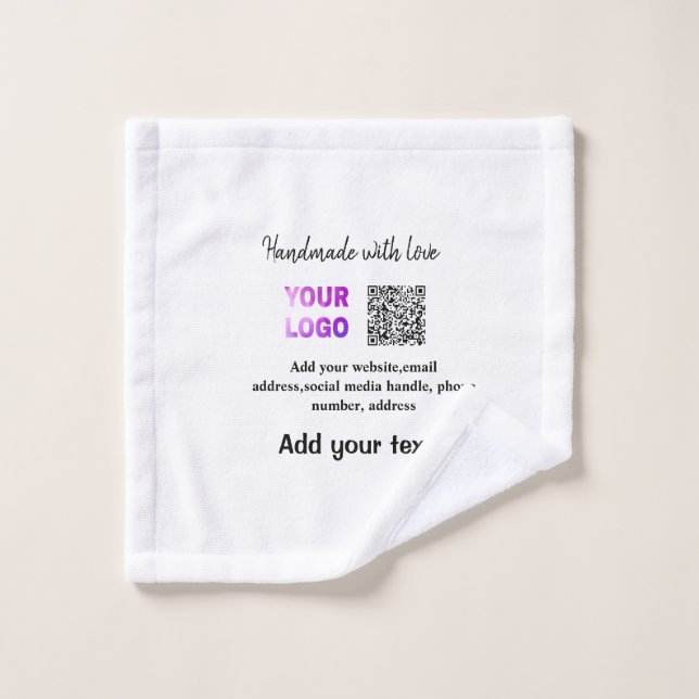 Simple minimal q r code add logo scan code name te wash cloth (Wash Cloth)