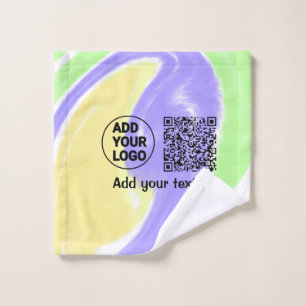 Simple minimal q r code add logo scan code name te wash cloth