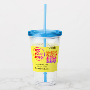 Simple minimal q r code add logo scan code name we acrylic tumbler