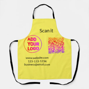 Simple minimal q r code add logo scan code name we apron