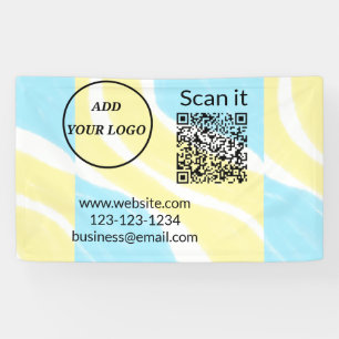 Simple minimal q r code add logo scan code name we banner