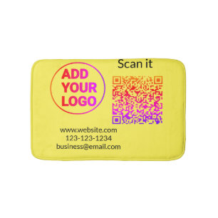 Simple minimal q r code add logo scan code name we bath mat