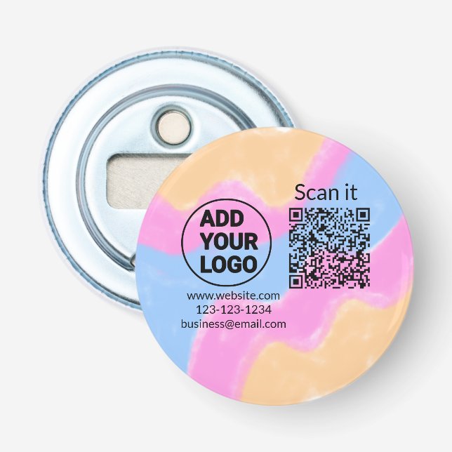Simple minimal q r code add logo scan code name we bottle opener (Front)