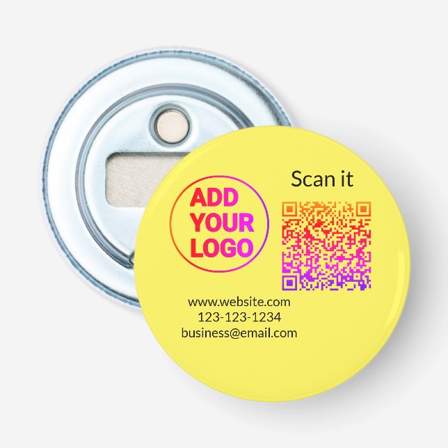 Simple minimal q r code add logo scan code name we bottle opener (Front)
