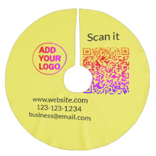 Simple minimal q r code add logo scan code name we brushed polyester tree skirt