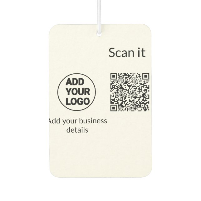 Simple minimal q r code add logo scan code name we car air freshener (Front)