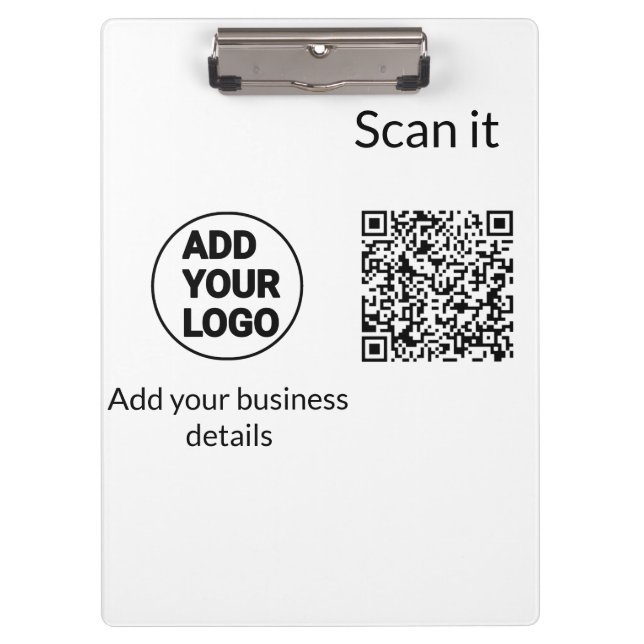 Simple minimal q r code add logo scan code name we clipboard (Front)
