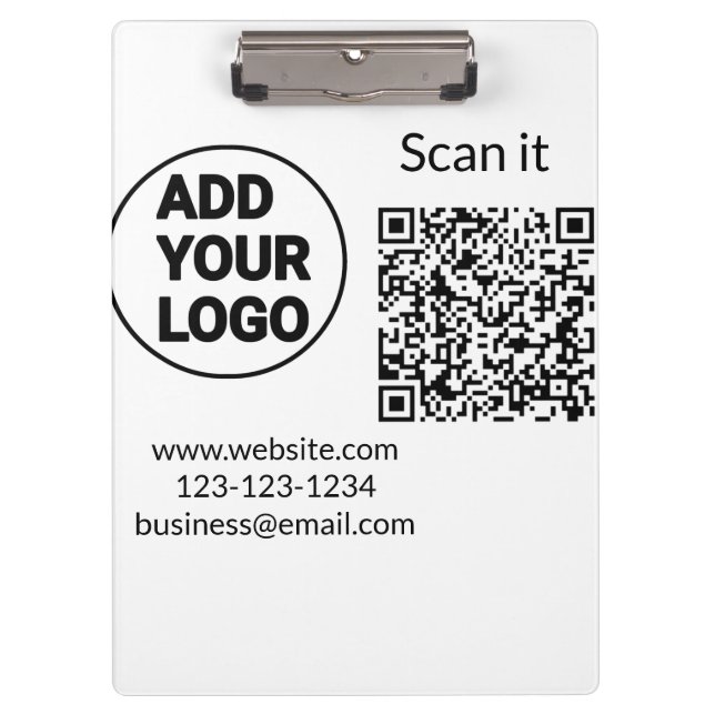 Simple minimal q r code add logo scan code name we clipboard (Front)