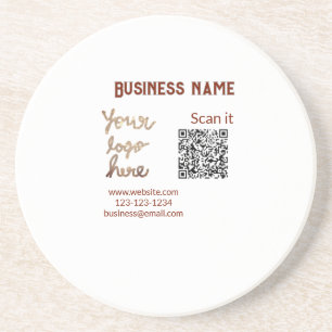 Simple minimal q r code add logo scan code name we coaster