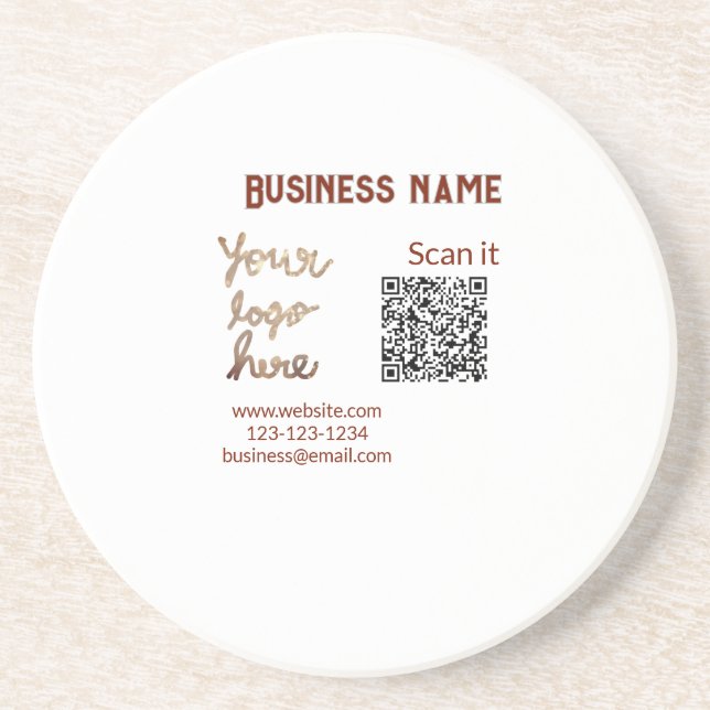 Simple minimal q r code add logo scan code name we coaster (Front)