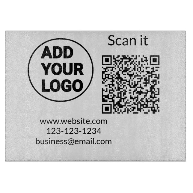 Simple minimal q r code add logo scan code name we cutting board (Front)