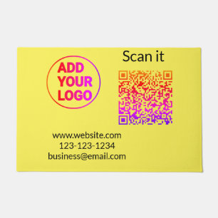 Simple minimal q r code add logo scan code name we doormat