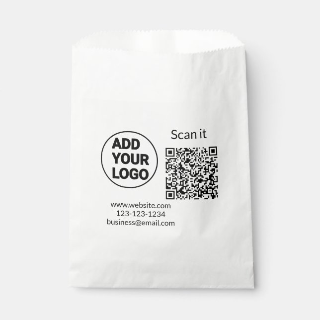 Simple minimal q r code add logo scan code name we favour bags (Front)
