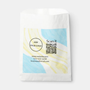 Simple minimal q r code add logo scan code name we favour bags