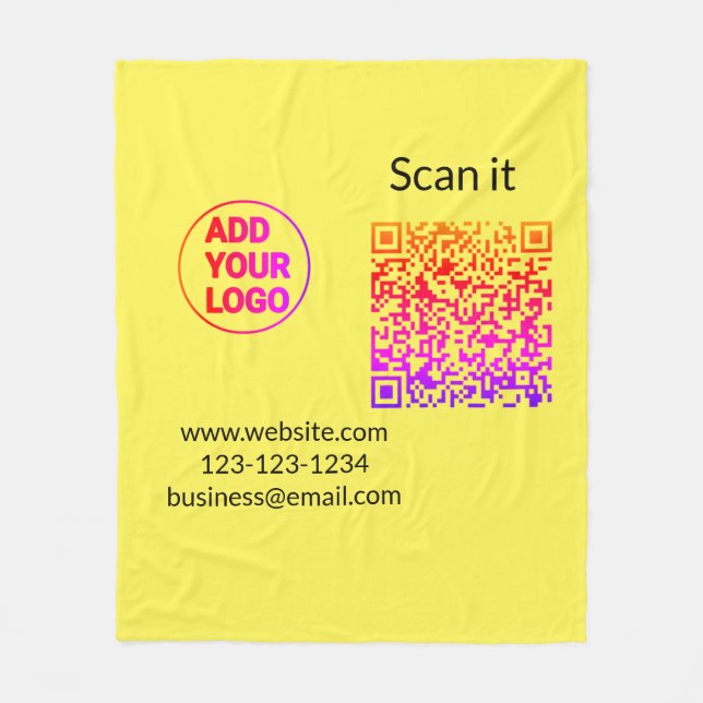 Simple minimal q r code add logo scan code name we fleece blanket (Front)