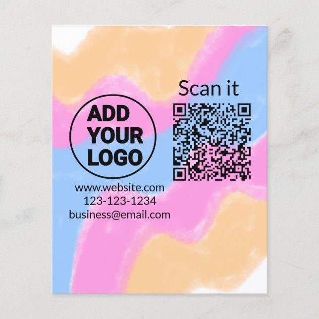 Simple minimal q r code add logo scan code name we flyer (Front)