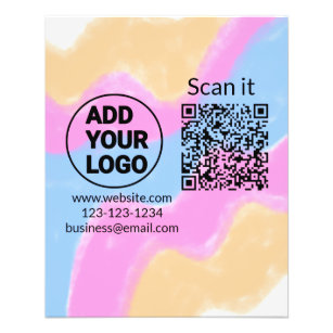 Simple minimal q r code add logo scan code name we flyer