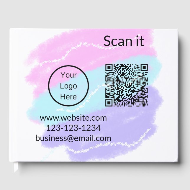 Simple minimal q r code add logo scan code name we guest book (Front)