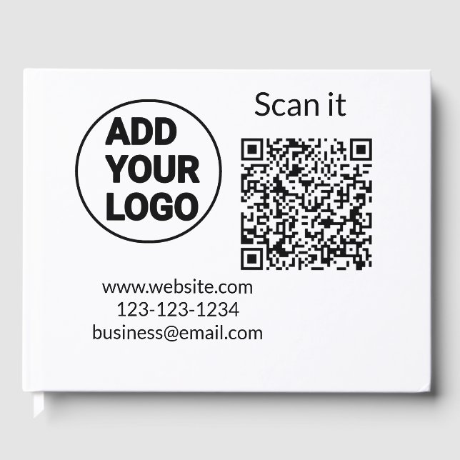Simple minimal q r code add logo scan code name we guest book (Front)