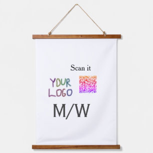 Simple minimal q r code add logo scan code name we hanging tapestry