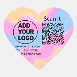 Simple minimal q r code add logo scan code name we heart sticker